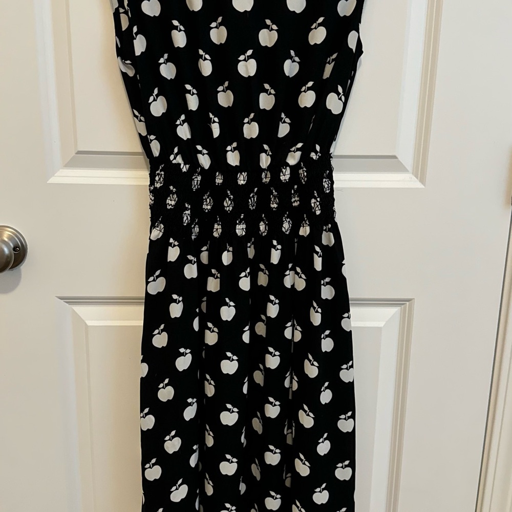 Kate Spade Black Dress with White Apple Pattern